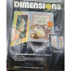 Vintage Dimensions Needlepoint Kit, Baby Frame Birth Record, New Sealed
